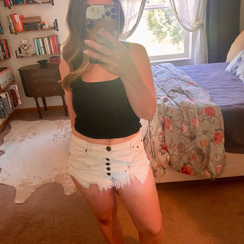 One Teaspoon Rollers White Jean Shorts